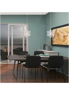 HUA QIANG WANG 1-Light Industrial Pendant Light Fixture Modern Farmhouse Hanging Lamp Adjustable Height Diamond Shape Ceiling Light for Kitchen Island Dining Room Living Room Bedroom  - Image 5