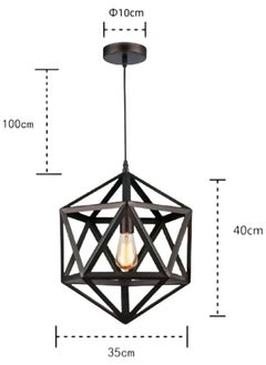 HUA QIANG WANG 1-Light Industrial Pendant Light Fixture Modern Farmhouse Hanging Lamp Adjustable Height Diamond Shape Ceiling Light for Kitchen Island Dining Room Living Room Bedroom  - Image 2