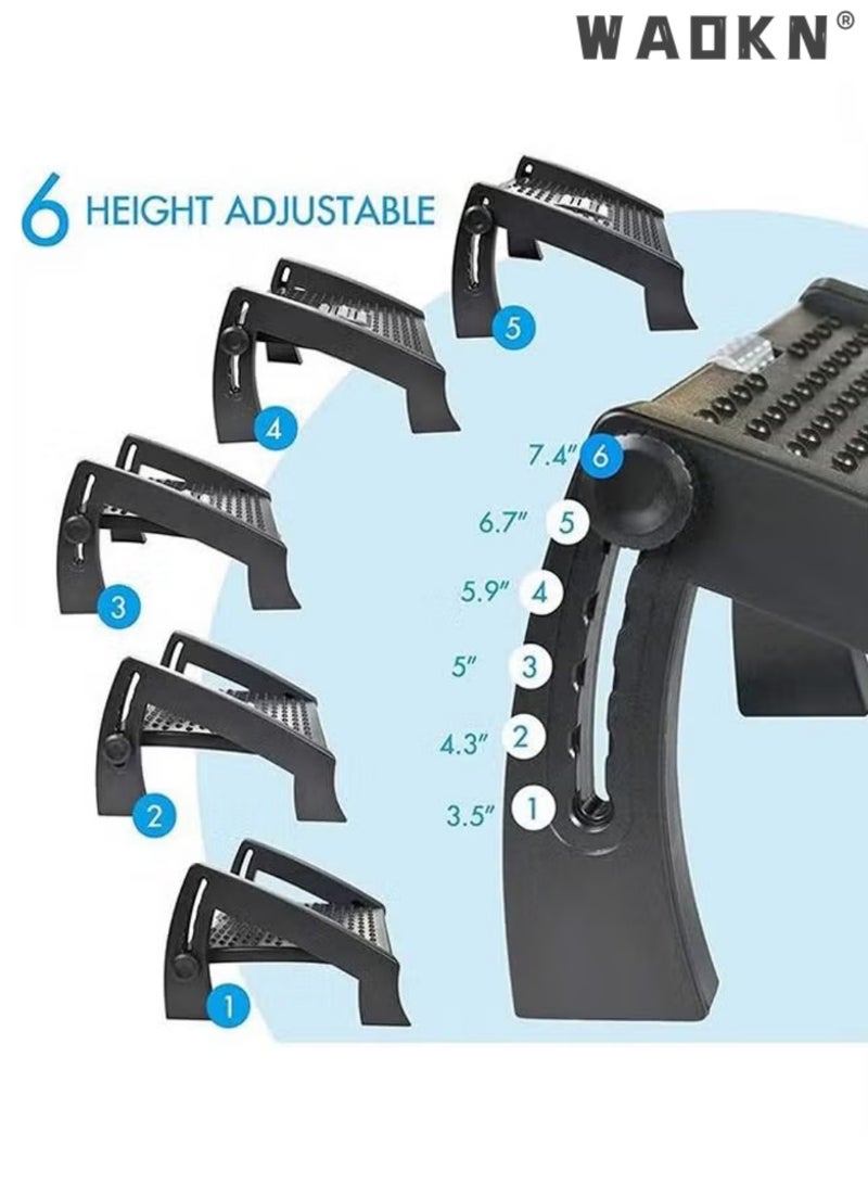 دبليو أيه أو كي أن راحة القدم تحت المكتب في العمل ، راحة القدم القابلة للتعديل مع نسيج التدليك والأوكلة ، راحة القدم الإيرغونومية مع 6 موقف الارتفاع ، للمنزل والمكتب والمدرسة - Image 4