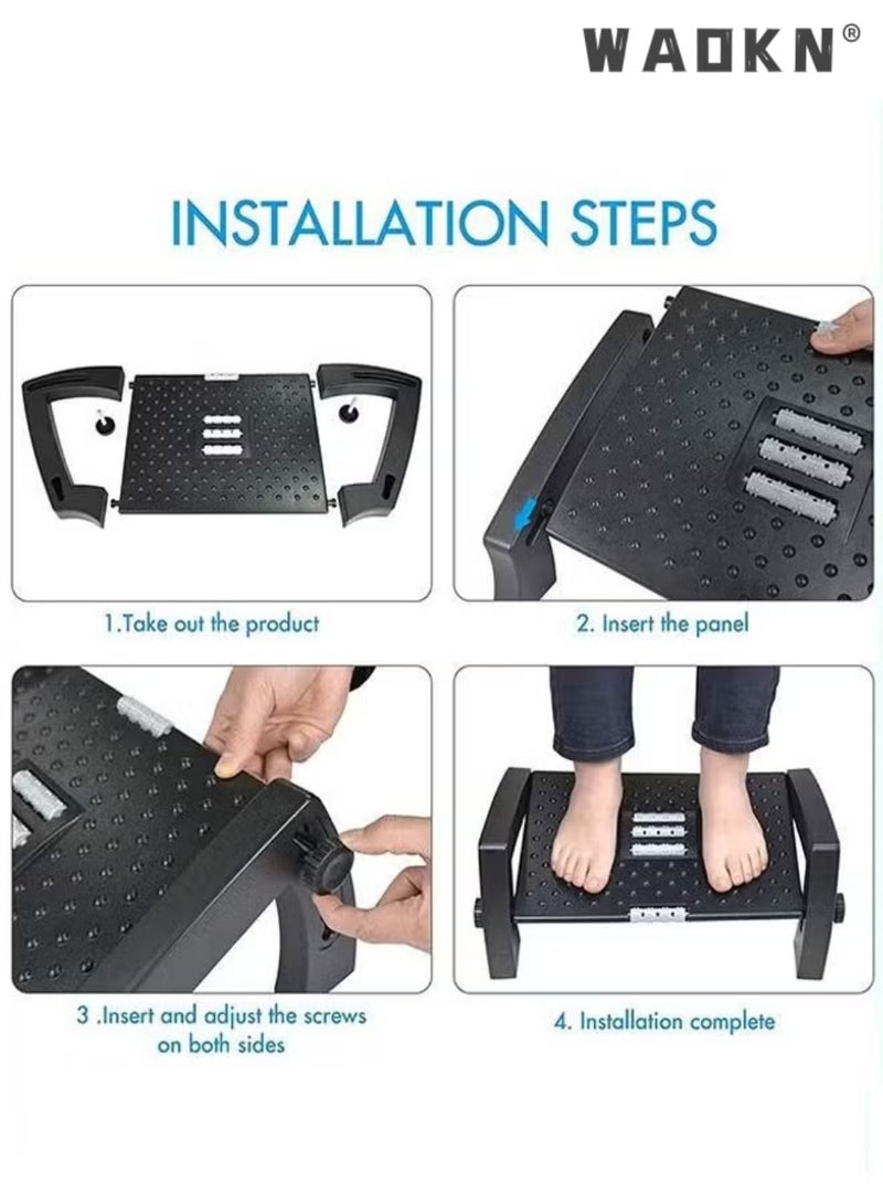 دبليو أيه أو كي أن راحة القدم تحت المكتب في العمل ، راحة القدم القابلة للتعديل مع نسيج التدليك والأوكلة ، راحة القدم الإيرغونومية مع 6 موقف الارتفاع ، للمنزل والمكتب والمدرسة - Image 2