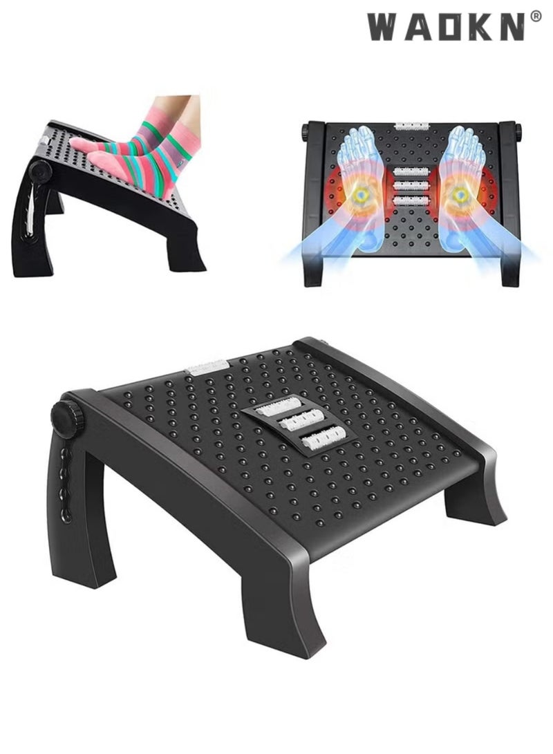 دبليو أيه أو كي أن راحة القدم تحت المكتب في العمل ، راحة القدم القابلة للتعديل مع نسيج التدليك والأوكلة ، راحة القدم الإيرغونومية مع 6 موقف الارتفاع ، للمنزل والمكتب والمدرسة - Image 3