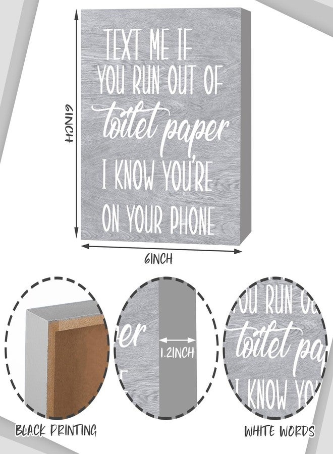 جيتك لوحة خشبية ديكور حمام ريفي من قطعتين من Jetec، لوحة جدارية مضحكة للحمام، لوحة خشبية ريفية مكتوب عليها "تفضل بالجلوس"، ديكور لحمام المنزل (رمادي) - Image 3