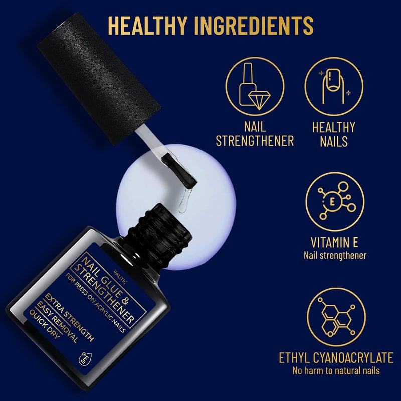 Valitic Strong Nail Glue and Strengthener - Quick Dry Brush On Gel for Long Lasting Nails - Adhesive Bond for False Nails - Strengthener for Nail Tips - 1 PACK - Image 4