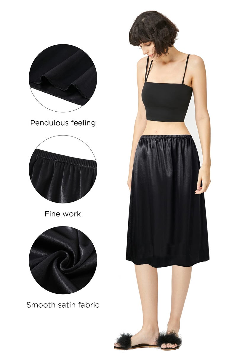 Coucoland Half Slips for Under Dresses - 24" White Black Nude Womens Underskirt Long Half Slip Women Under Dress Shirt Skirt Extender - Image 2