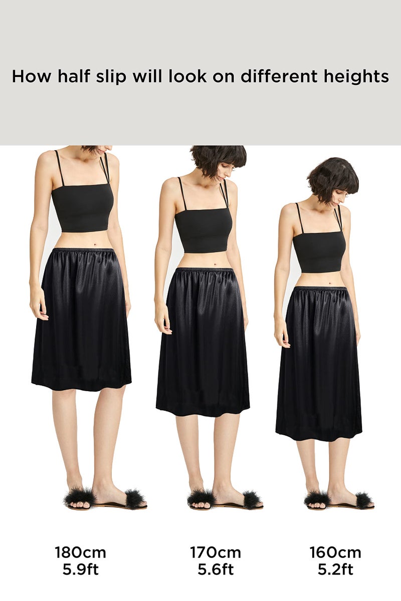 Coucoland Half Slips for Under Dresses - 24" White Black Nude Womens Underskirt Long Half Slip Women Under Dress Shirt Skirt Extender - Image 4