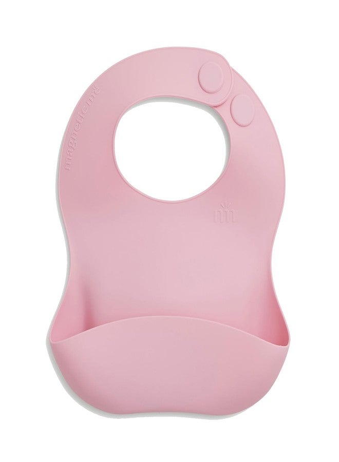 Magnetic Me Food Grade Silicone Magnetic Feeding Bib | BPA-Free, Waterproof, Structured Pocket | Stain Resistant and Dishwasher Safe | Nursery Pink - Image 1