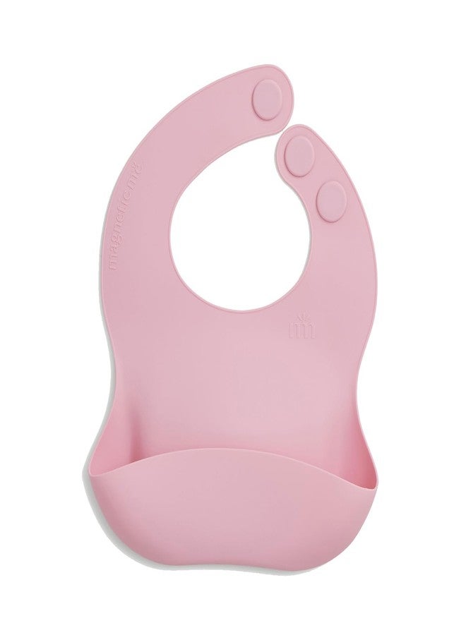 Magnetic Me Food Grade Silicone Magnetic Feeding Bib | BPA-Free, Waterproof, Structured Pocket | Stain Resistant and Dishwasher Safe | Nursery Pink - Image 2