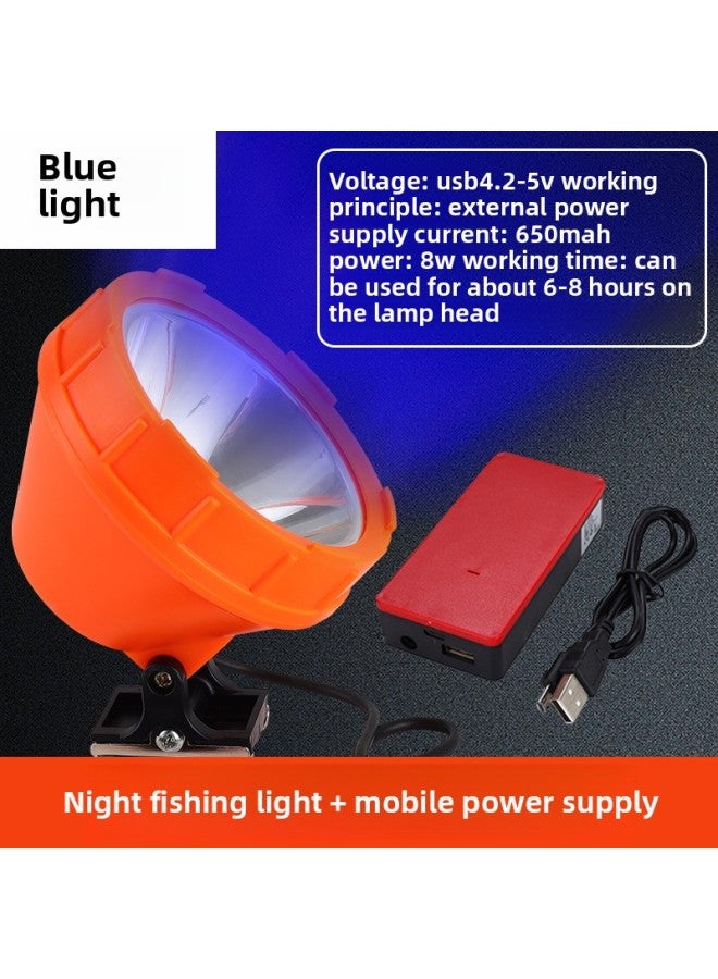 Aifilesi Fishing Lamp Head Super Bright Blue Light Night Fishing Lamp External USB Strong Light Fishing Lamp Fishing Box Lamp Head Accessories 