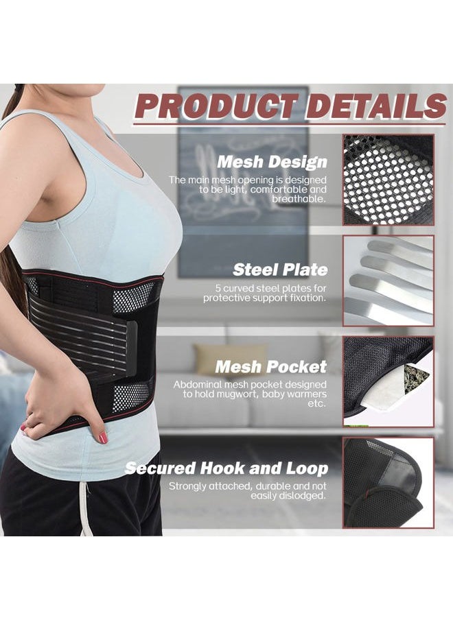 Chihutown Adjustable Back Brace with 3 Removable Pads, Back Support Brace, Breathable Mesh Lumbar Support Belt for Men Women, Waist Wrap for Lower Back Pain Relief Heavy Lifting Scoliosis (XL)  - Image 4