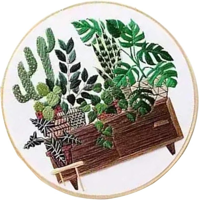 كلاراكو مجموعة أدوات تطريز يدوية حديثة للمبتدئين، مناسبة للكبار، تتضمن نقشة نبات أصيص - EC004 - Image 5