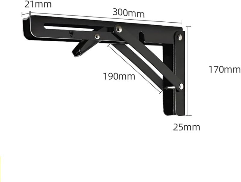 Heavy Duty 12 Inch Folding Shelf Brackets Collapsible Metal Hinge For Wall Table Bench DIY - Image 3