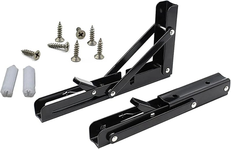 Heavy Duty 12 Inch Folding Shelf Brackets Collapsible Metal Hinge For Wall Table Bench DIY - Image 2