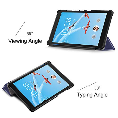 Robustrion Smart Trifold Hard Back Flip Stand Case for Lenovo Tab E8 - Navy - Image 3