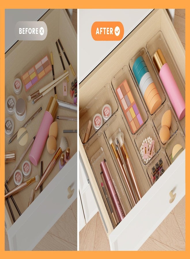 DCA 14 PCS Clear Drawer Organizer, Acrylic Makeup Organizers, Vanity Drawer Organizer Trays, Bathroom Organizers and Storage Bins Ideal Gift for Her - Image 2