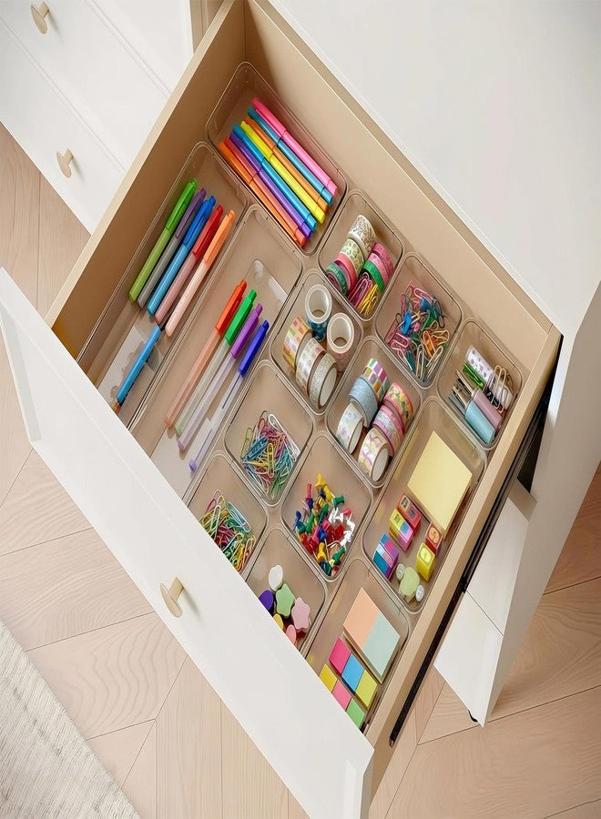DCA 14 PCS Clear Drawer Organizer, Acrylic Makeup Organizers, Vanity Drawer Organizer Trays, Bathroom Organizers and Storage Bins Ideal Gift for Her - Image 3