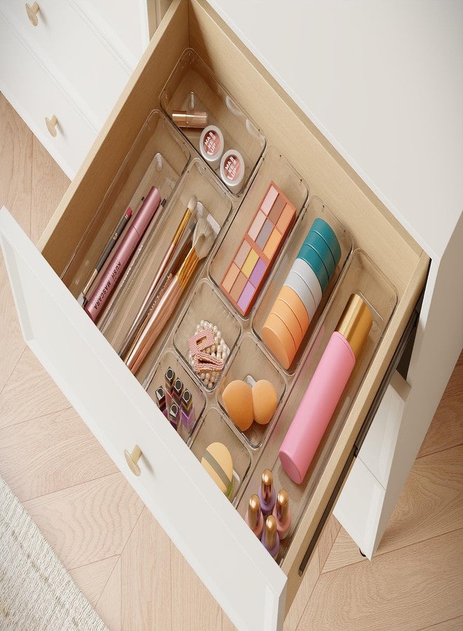 DCA 14 PCS Clear Drawer Organizer, Acrylic Makeup Organizers, Vanity Drawer Organizer Trays, Bathroom Organizers and Storage Bins Ideal Gift for Her - Image 4