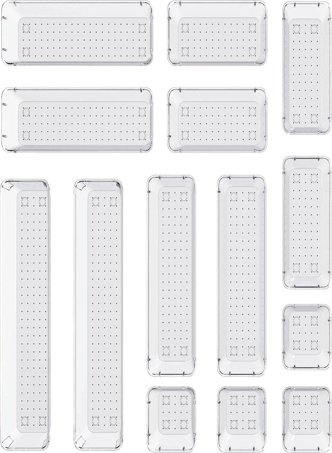 DCA 14 PCS Clear Drawer Organizer, Acrylic Makeup Organizers, Vanity Drawer Organizer Trays, Bathroom Organizers and Storage Bins Ideal Gift for Her - Image 1