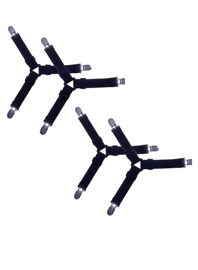 NIBEMINENT 4-Pieces Non-Slip Bed Sheet Fixed Gripper Fastener Set Black 14 x 2.5centimeter  - Image 1