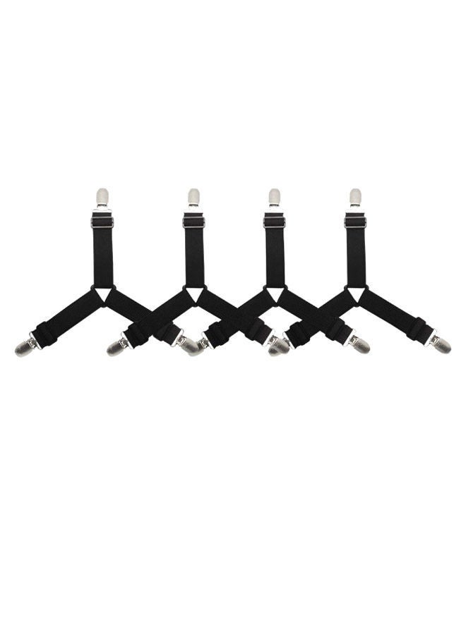 NIBEMINENT 4-Pieces Non-Slip Bed Sheet Fixed Gripper Fastener Set Black 14 x 2.5centimeter  - Image 2