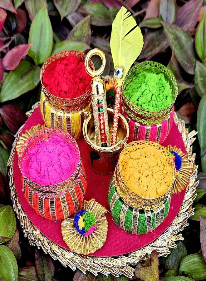 DECORATIVE BUCKETS دلاء زخرفية بألوان هولي| ألوان هولي |جولال |جولال العشبية| سلة هدايا هولي | جولال عضوي | ديكورات هولي | هولي تيلاك ثالي | هولي بيتشكاري| طبق هولي (ميني هولي جولال ثالي) - Image 2
