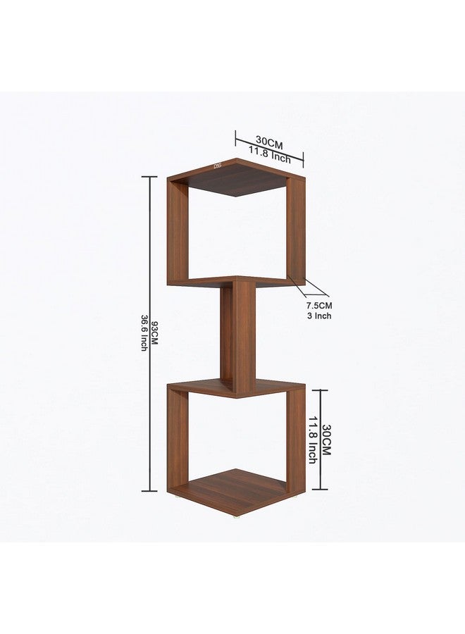 DAS Floor Standing 4 Shelves/Tier Wall Corner Shelf/Display Rack for Home Decor Living Room and Office Walls Classic Walnut - Romana - Image 3