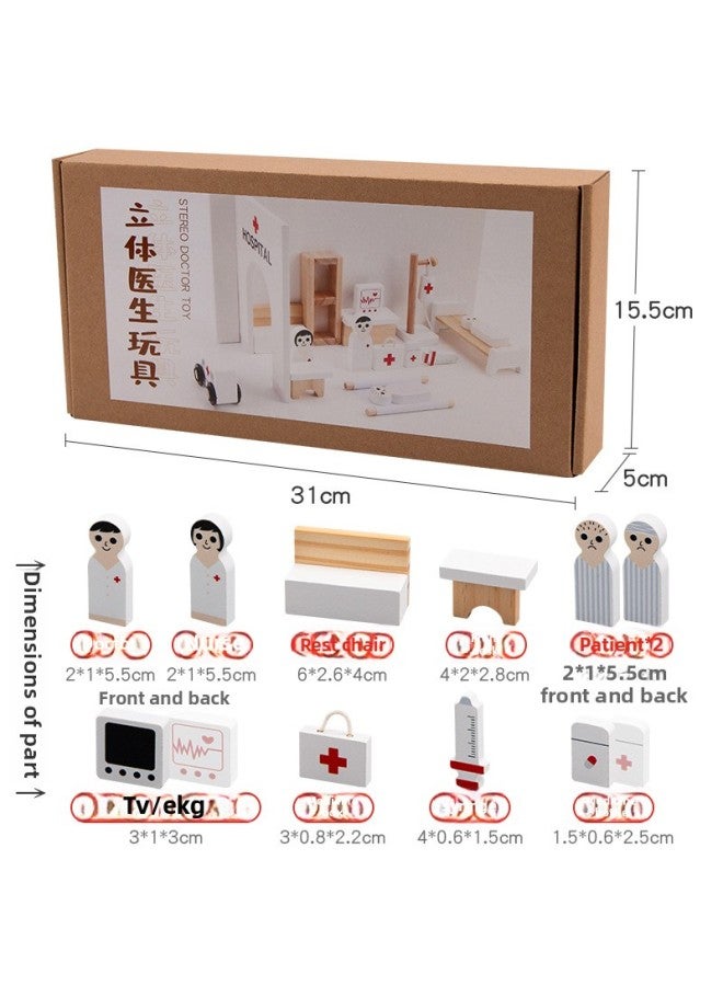 مجموعة طبيب محاكاة للأطفال للأطفال التعليم المبكر التعليمي التفاعلي لعب دور الطبيب ألعاب خشبية - اللون: TL-ستيريو لعبة الطبيب 0.66 - Image 1