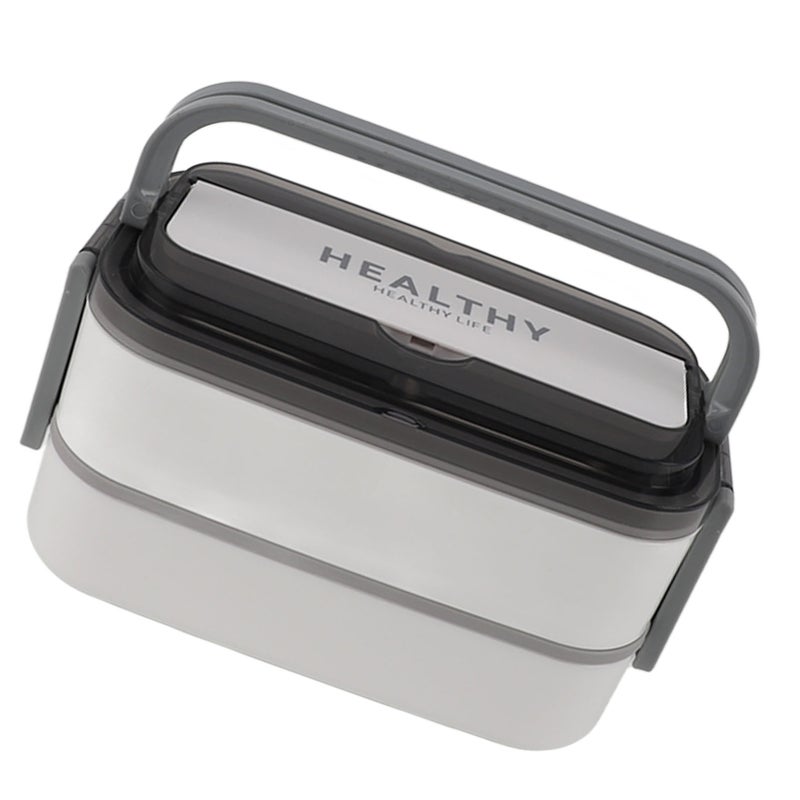 Double Layer Bento Box 316 Stainless Steel Compartment Portable Lunch Box with Cutlery for Work School Office 1400ml Green - Image 1