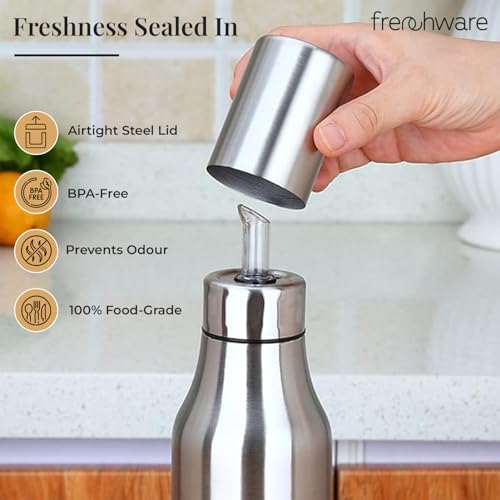 Frenchware Stainless Steel Oil Dispenser Pot, 1l Capacity, Comes with Lid, Leakproof Anti-Drip Pourer, BPA-Free, Airtight, Easy to Clean, Oil & Vinegar Container, Eco-Friendly, Sturdy, Easy Grip - Image 4