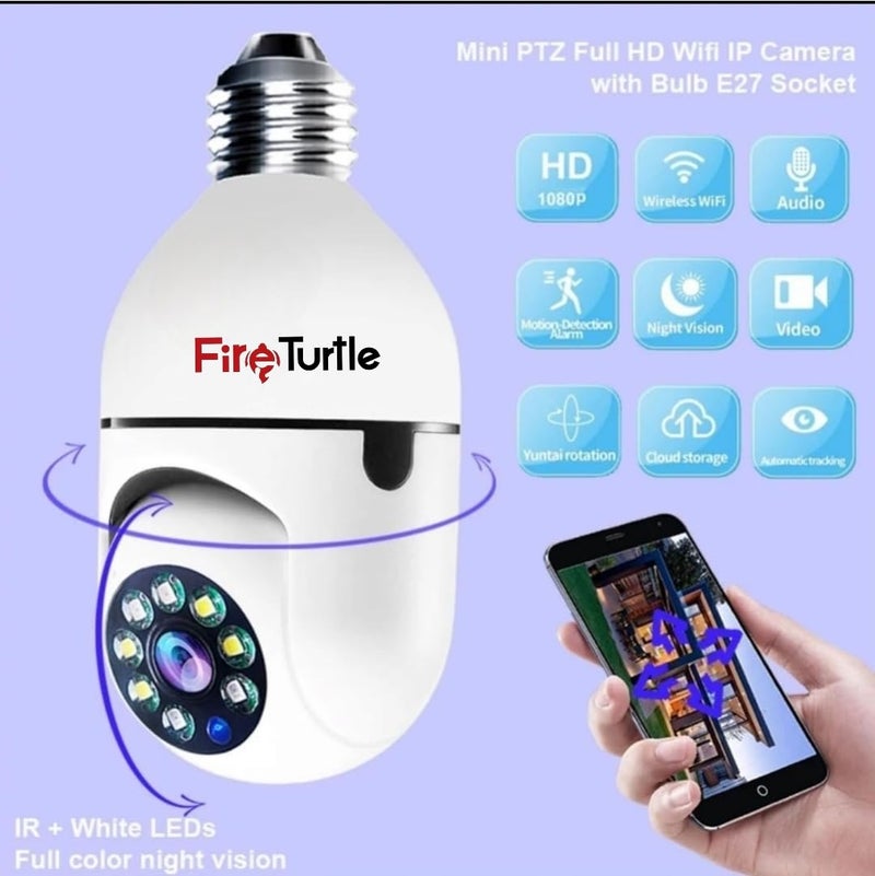 Fire Turtle Smart Security Shape 360 Camera 1080p Wireless PTZ CCTV Easy Install Indoor Night Light VisionMotion Sensor Lights 24x7 RecordingTwo Way Talk Mic R02 - Image 2