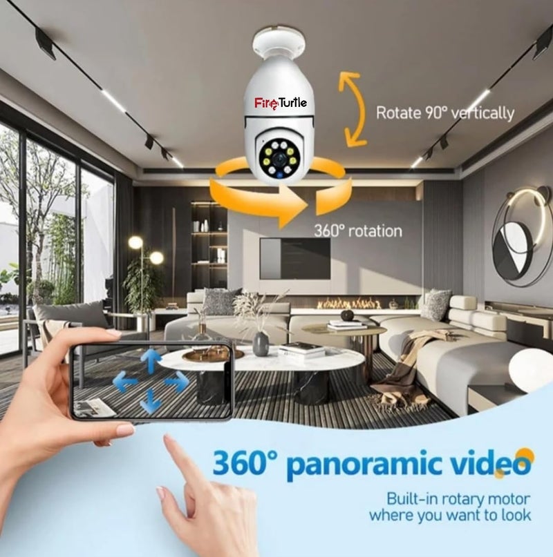 Fire Turtle Smart Security Shape 360 Camera 1080p Wireless PTZ CCTV Easy Install Indoor Night Light VisionMotion Sensor Lights 24x7 RecordingTwo Way Talk Mic R02 - Image 4