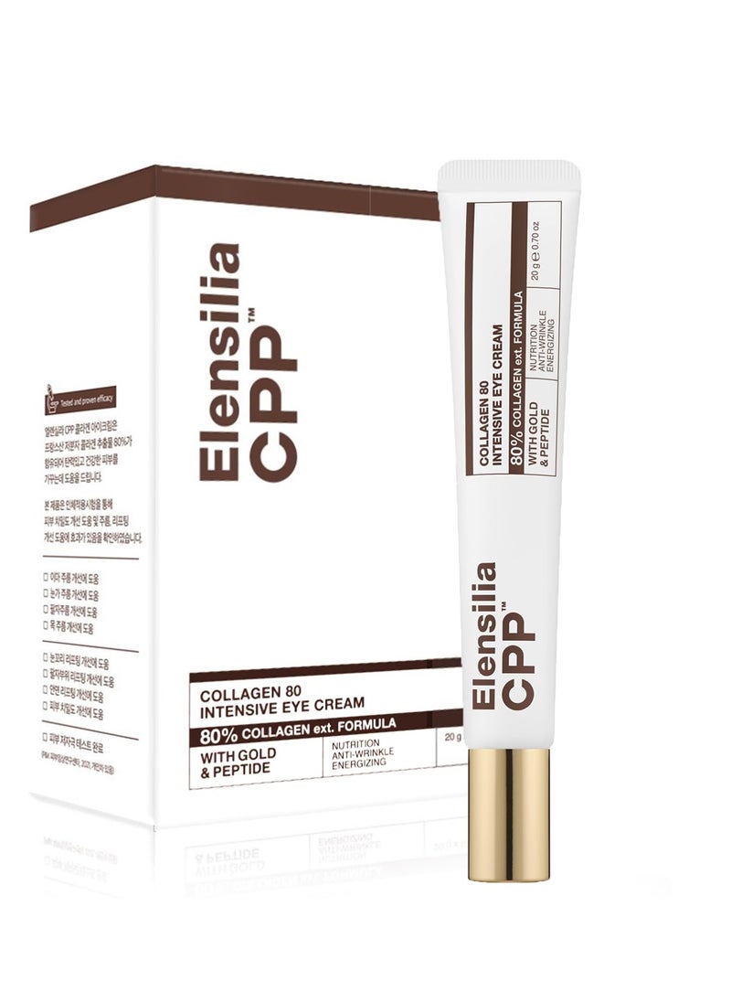 Elensilia 80% Collagen With Gold Peptides Eye Cream - Snail Secretion Filtrate + Matrixyl 3000 + Haloxyl For Wrinkles, Dark Circles, Moisturizer - Korean Skin Care, 0.7 fl.oz  - Image 1