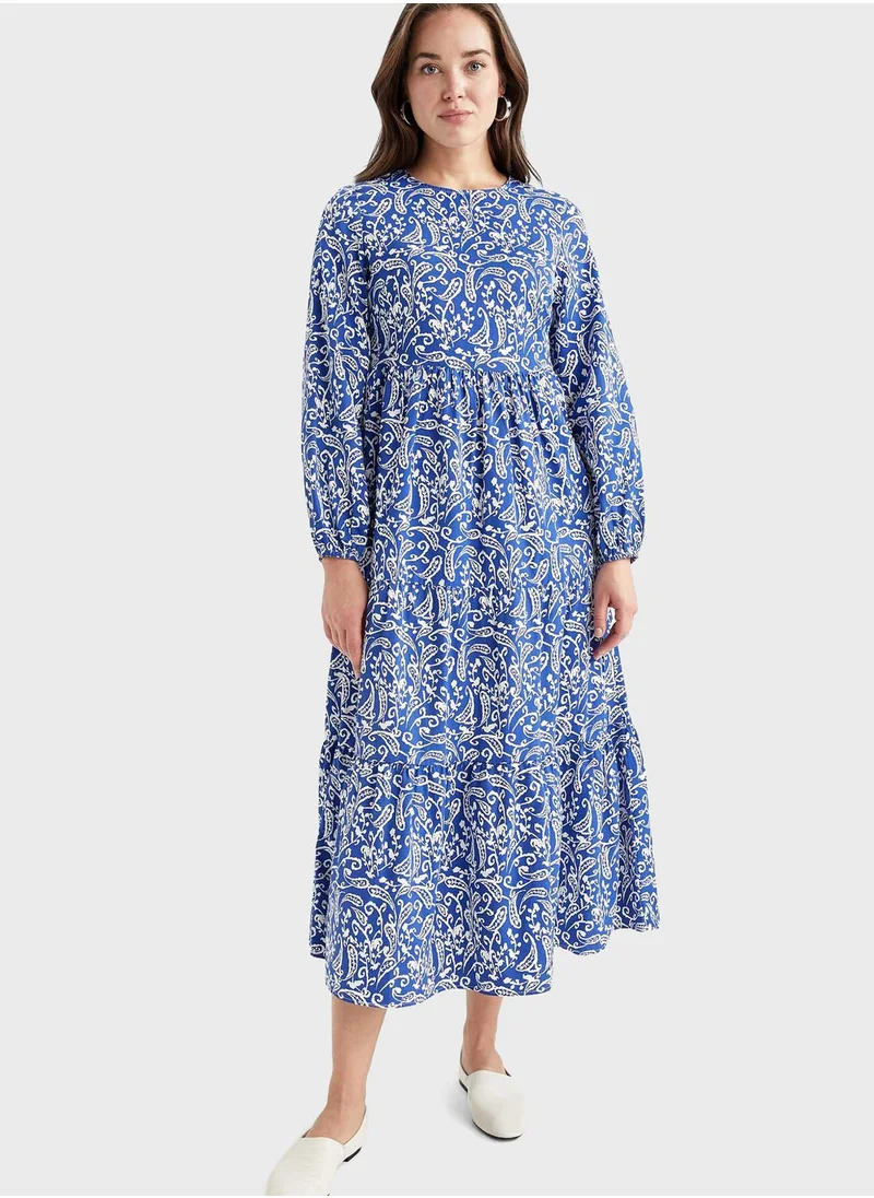 DeFacto Balloon Sleeve Printed Dress