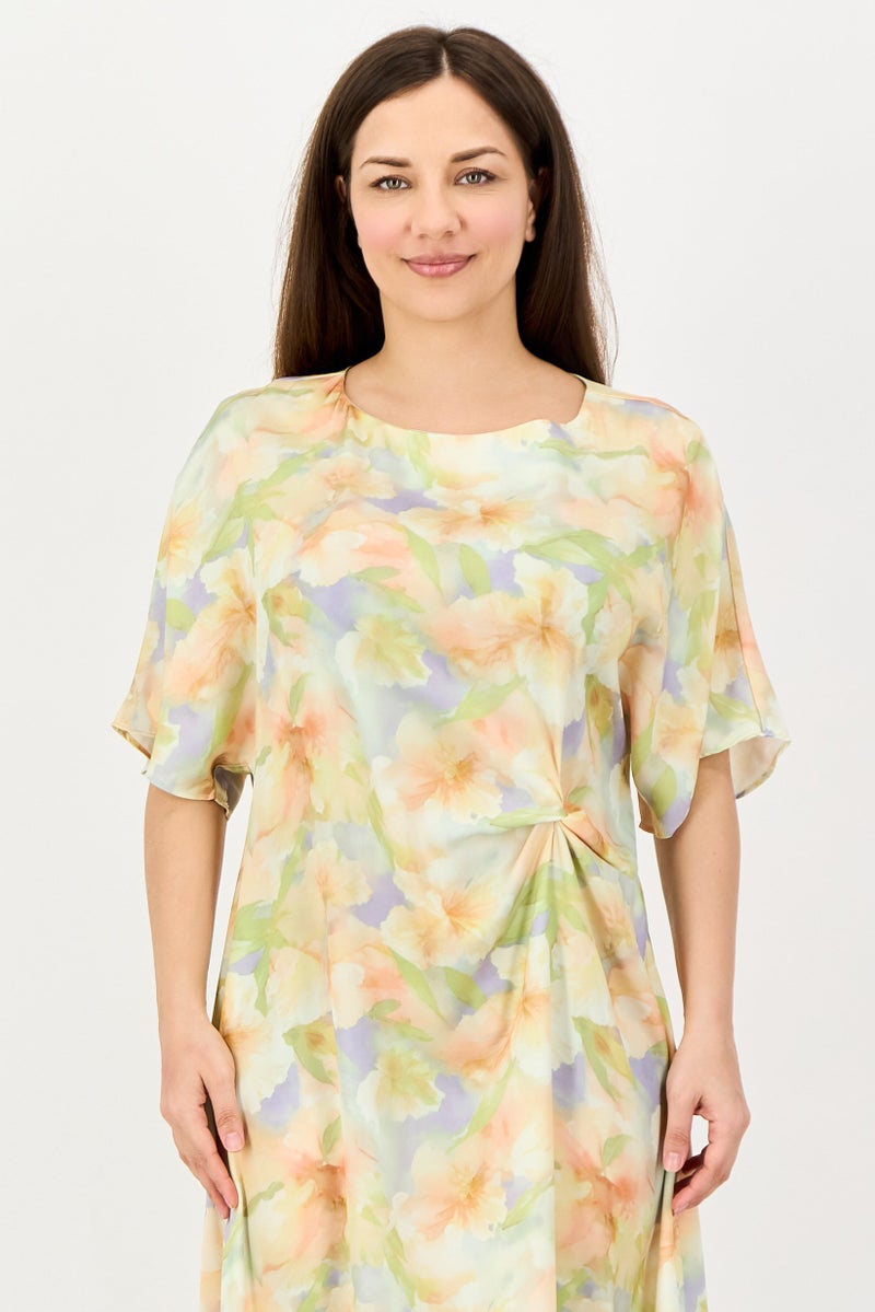 bebe Women Floral Print Midi Dress, Multicolor - Image 2