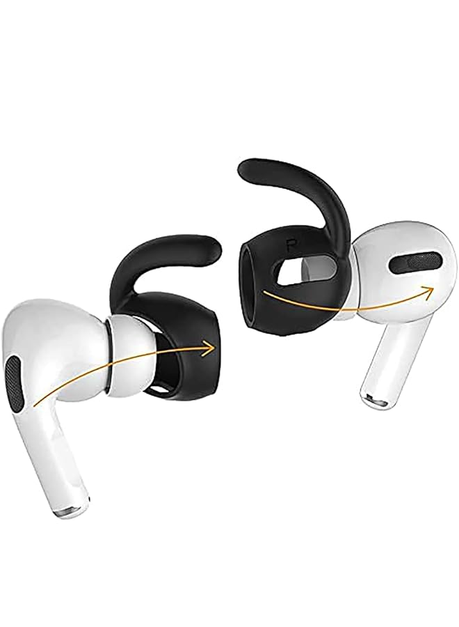 Delfino 3 Pairs Ear Hooks Covers For Airpods Pro Added Storage Pouch Anti Slip Ear Tips Compatible With Airpods Pro Black  - Image 2