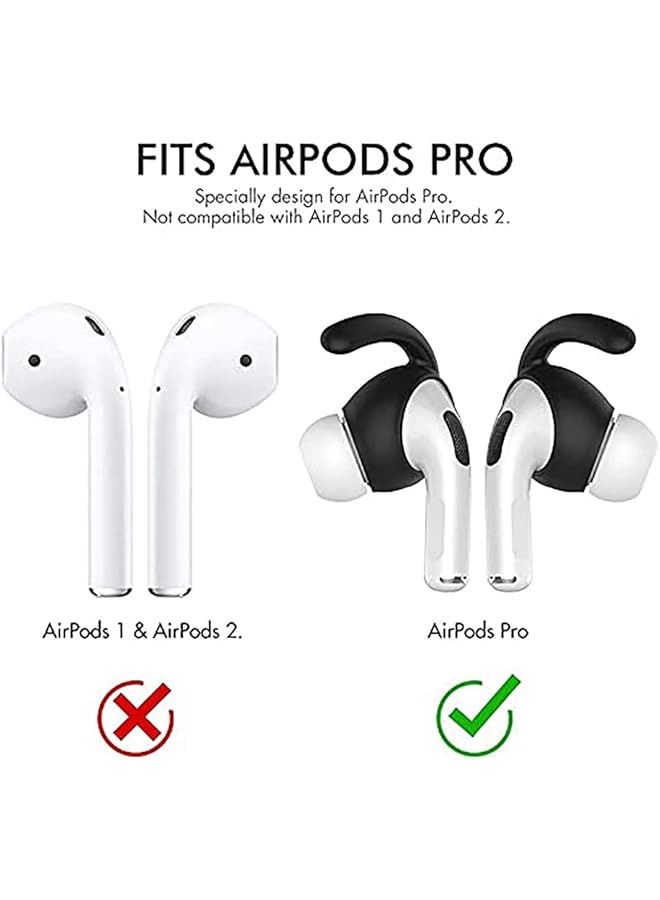 Delfino 3 Pairs Ear Hooks Covers For Airpods Pro Added Storage Pouch Anti Slip Ear Tips Compatible With Airpods Pro Black  - Image 5