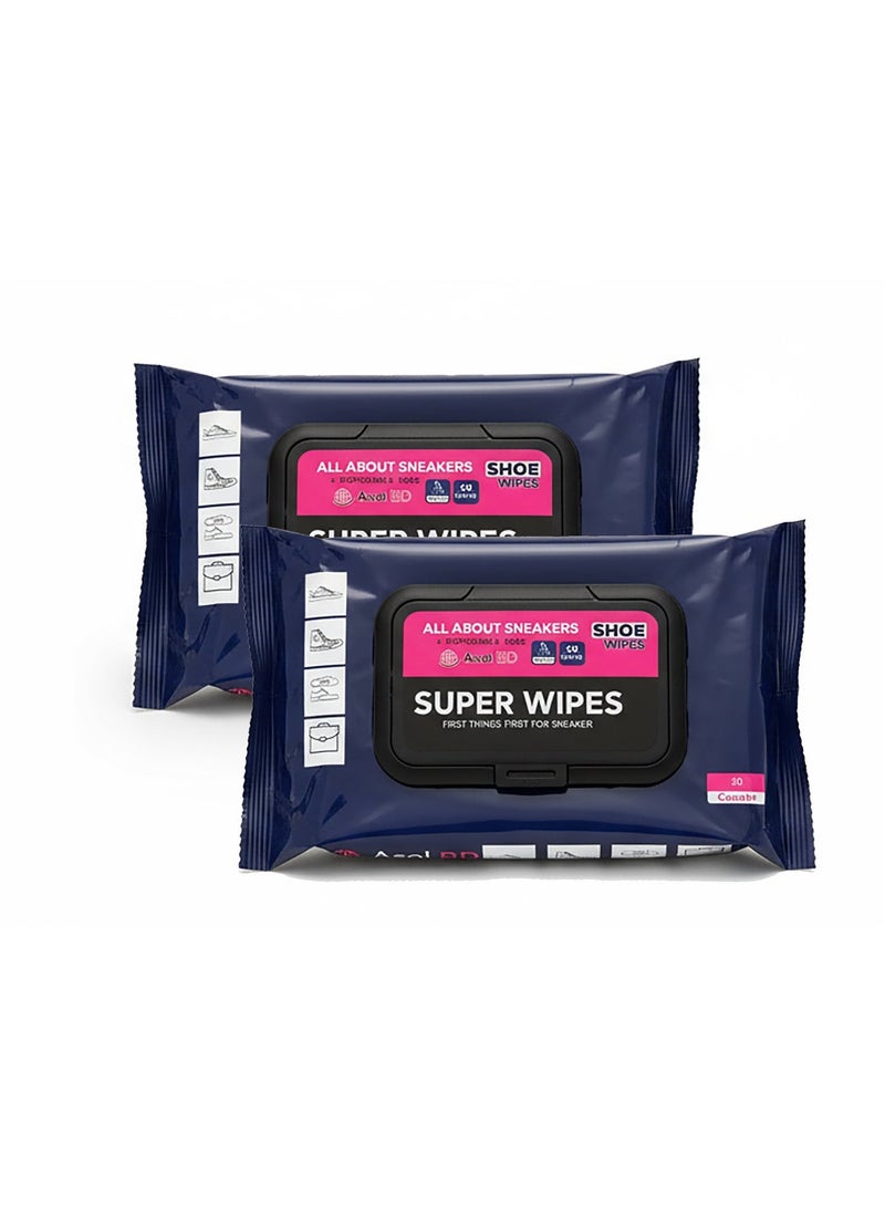 AsolBD Shoes cleaner 2 Pack 60 Pcs Shoes cleaner, Sneaker Wipes Cleaner Quick Wipes Disposable Travel Portable Removes Dirt, Stains, Natural, Extra Large shoes cleaner Quick wipes Shoes Cleaner - Image 1