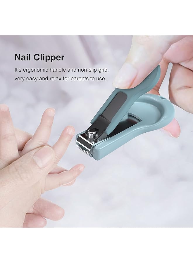 KASTWAVE Baby Nail Clipper Kit 4 Piece Baby Manicure And Pedicure Beauty Kit Newborn Nail Clipper File With Cute Protective Cover Scissors Tweezers Anti Pinch Flesh Care Tools (Blue) - Image 3