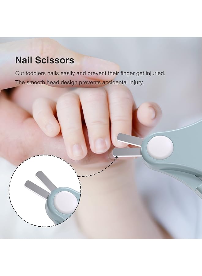 KASTWAVE Baby Nail Clipper Kit 4 Piece Baby Manicure And Pedicure Beauty Kit Newborn Nail Clipper File With Cute Protective Cover Scissors Tweezers Anti Pinch Flesh Care Tools (Blue) - Image 4
