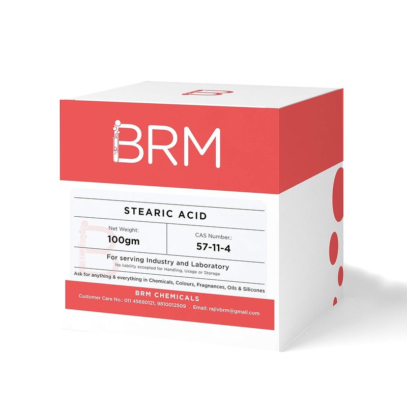 BRM CHEMICALS BRM كيميائيات حمض الستاريك مكثف مستحلب مثبت لصنع الصابون وصنع مستحضرات التجميل 100 جرام - Image 1
