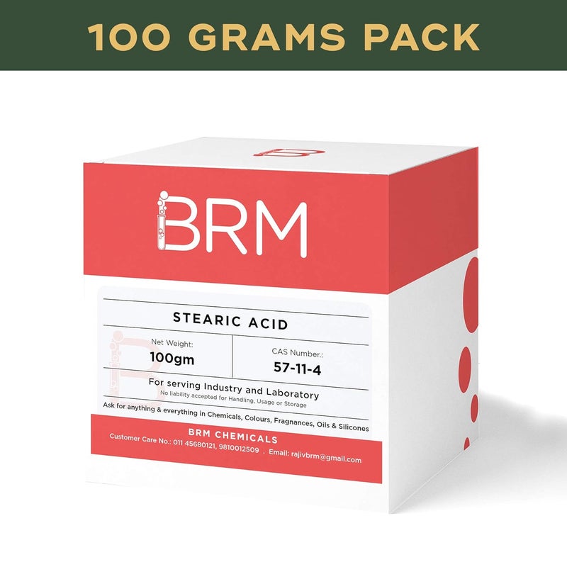 BRM CHEMICALS BRM كيميائيات حمض الستاريك مكثف مستحلب مثبت لصنع الصابون وصنع مستحضرات التجميل 100 جرام - Image 2