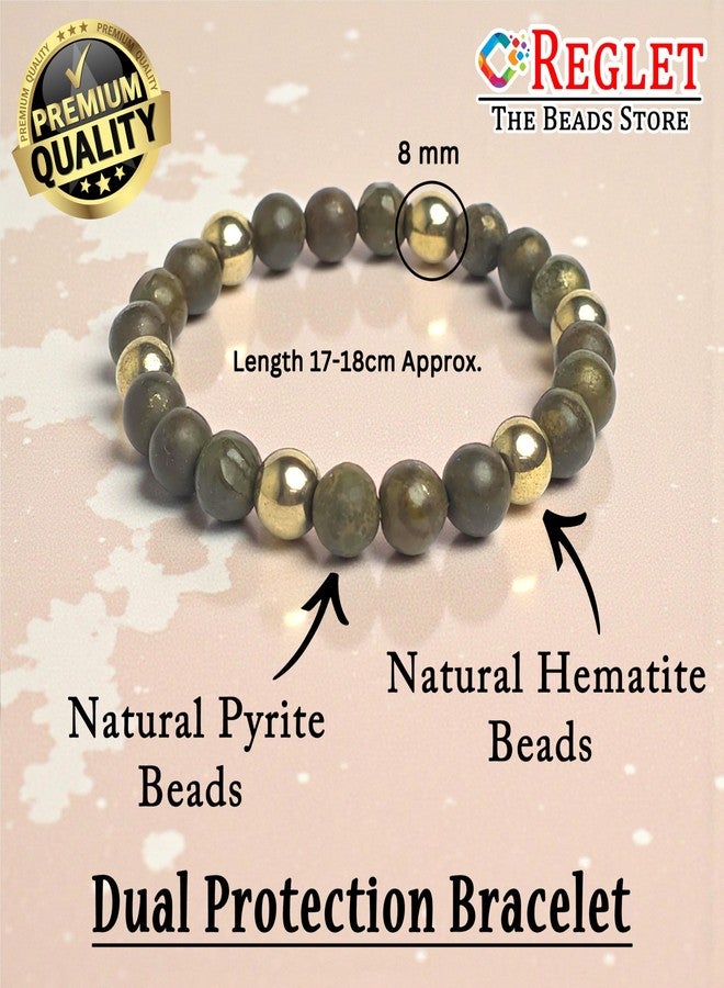 REGLET Double Protection Bracelet, Pyrite, Hematite Beads | Attracts Wealth, Boosts Confidence, Improves Focus, Negative Energy Protection | Natural Healing Bracelet - Image 2
