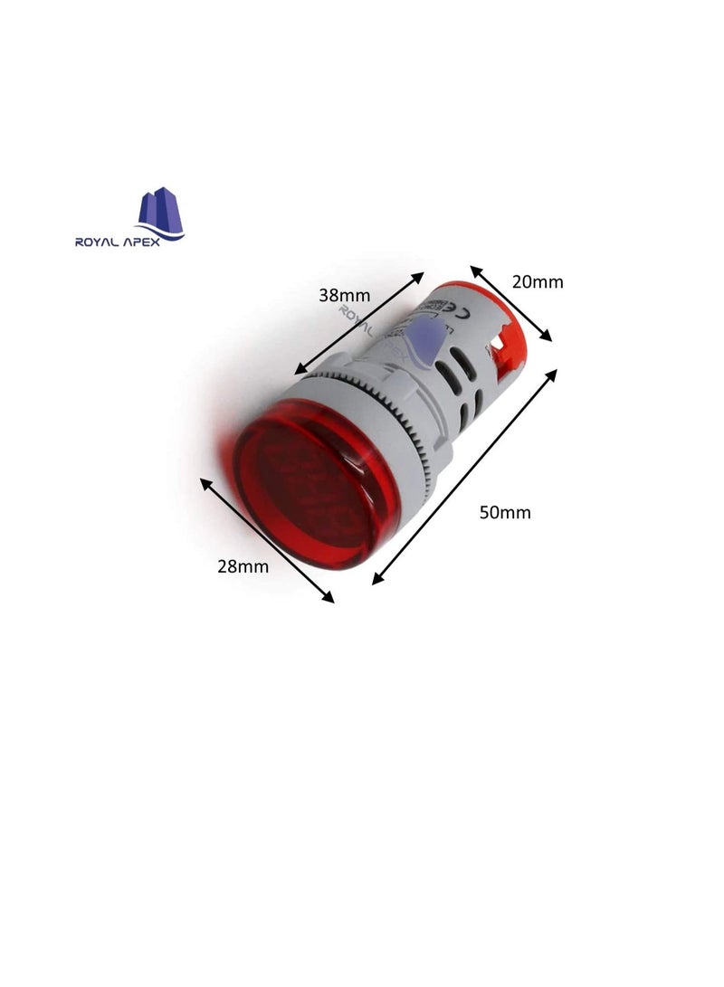 مقياس الفولتميتر الرقمي المستدير LED AC 60-500V | مجموعة مصابيح لوحة مؤشر مراقبة الجهد الكهربائي من 3 (أحمر)  - Image 3