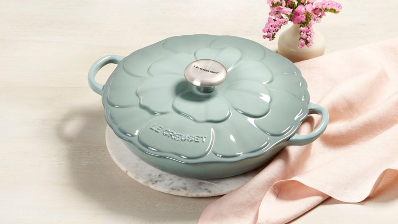 Le Creuset Le Creuset Signature Enameled Cast Iron Petal Braiser, 2.25qt., Sea Salt  - Image 5