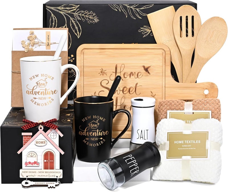 Maustic House Warming Gifts New Home, 12 Pcs New House Gift Basket, Housewarming Present for Homeowners Couples Women, Closing Gifts for Home Buyers - Image 1
