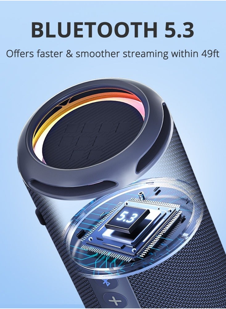 Tronsmart - Tronsmart T7 Lite 24W Portable Outdoor Speaker, 24W Stereo Sound with Deep Bass, Bluetooth 5.3, IPX7 Waterproof, 24 Hours of Playtime, Custom EQ via App, Ultra Portable for carry - Blue - Image 1
