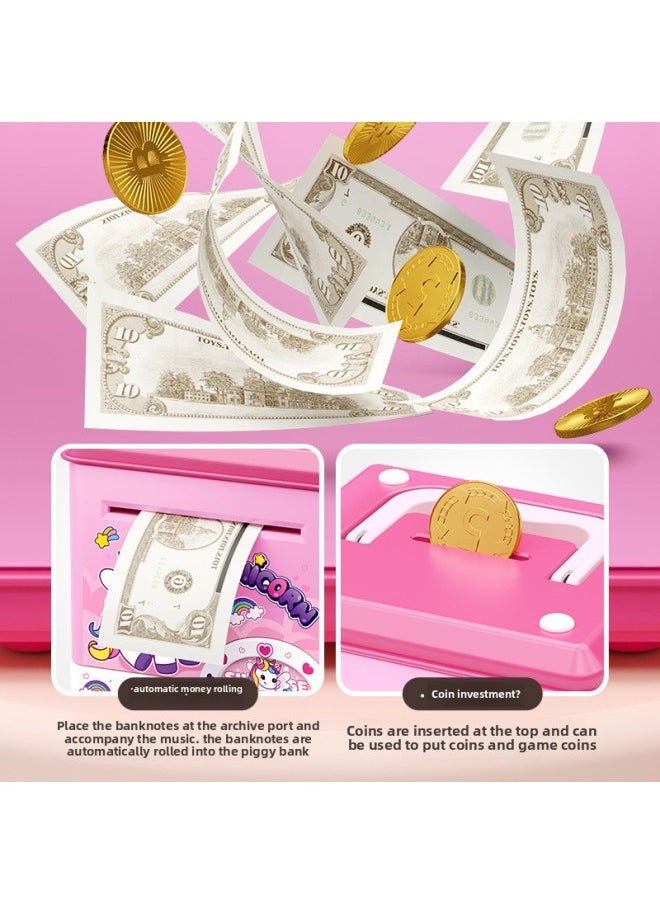 Generic - Children's Piggy Bank Automatic Induction Roll Money Atm Large Capacity Anti-real Intelligent Electronic Fingerprint Password Box Piggy Bank-Color:Fingerprint Password Swipe Card Piggy Bank [automatic Money Rolling] Little Duck + Free Battery - Image 1