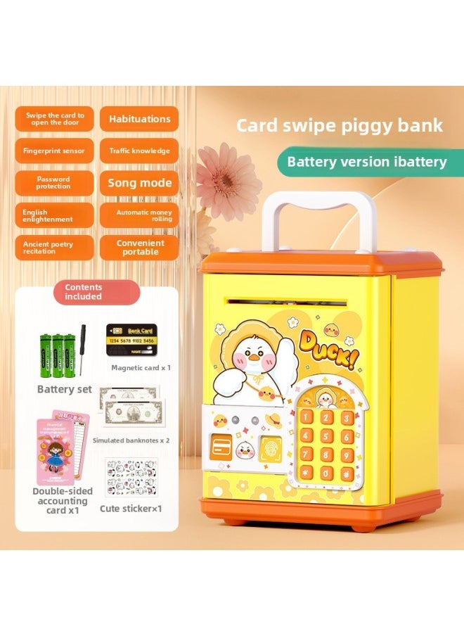 Generic - Children's Piggy Bank Automatic Induction Roll Money Atm Large Capacity Anti-real Intelligent Electronic Fingerprint Password Box Piggy Bank-Color:Fingerprint Password Swipe Card Piggy Bank [automatic Money Rolling] Little Duck + Free Battery - Image 1