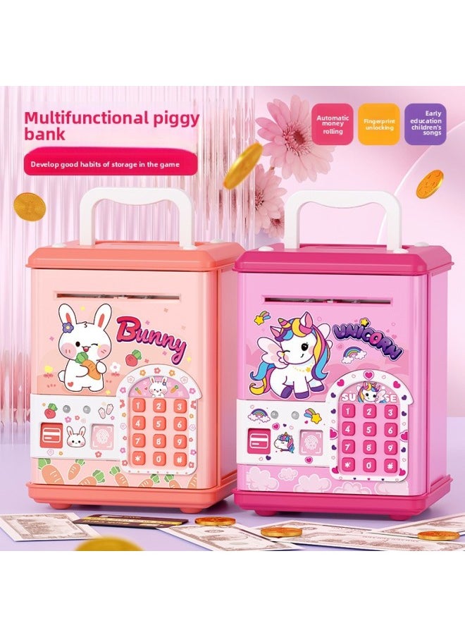 Generic - Children's Piggy Bank Automatic Induction Roll Money Atm Large Capacity Anti-real Intelligent Electronic Fingerprint Password Box Piggy Bank-Color:Fingerprint Password Swipe Card Piggy Bank [automatic Money Rolling] Little Duck + Free Battery - Image 1