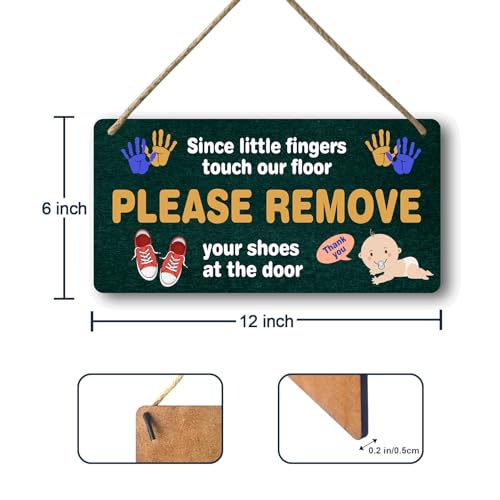Yoecod Please Remove Shoes - No Shoes In House Wooden Sign 12x6 In - Image 2