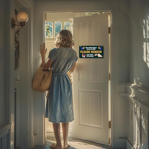 Yoecod Please Remove Shoes - No Shoes In House Wooden Sign 12x6 In - Image 4